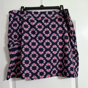 Crown & Ivy Womens Golf Skort 14 Navy with Pink Crabs Pocket Shorts Skirt 🦀